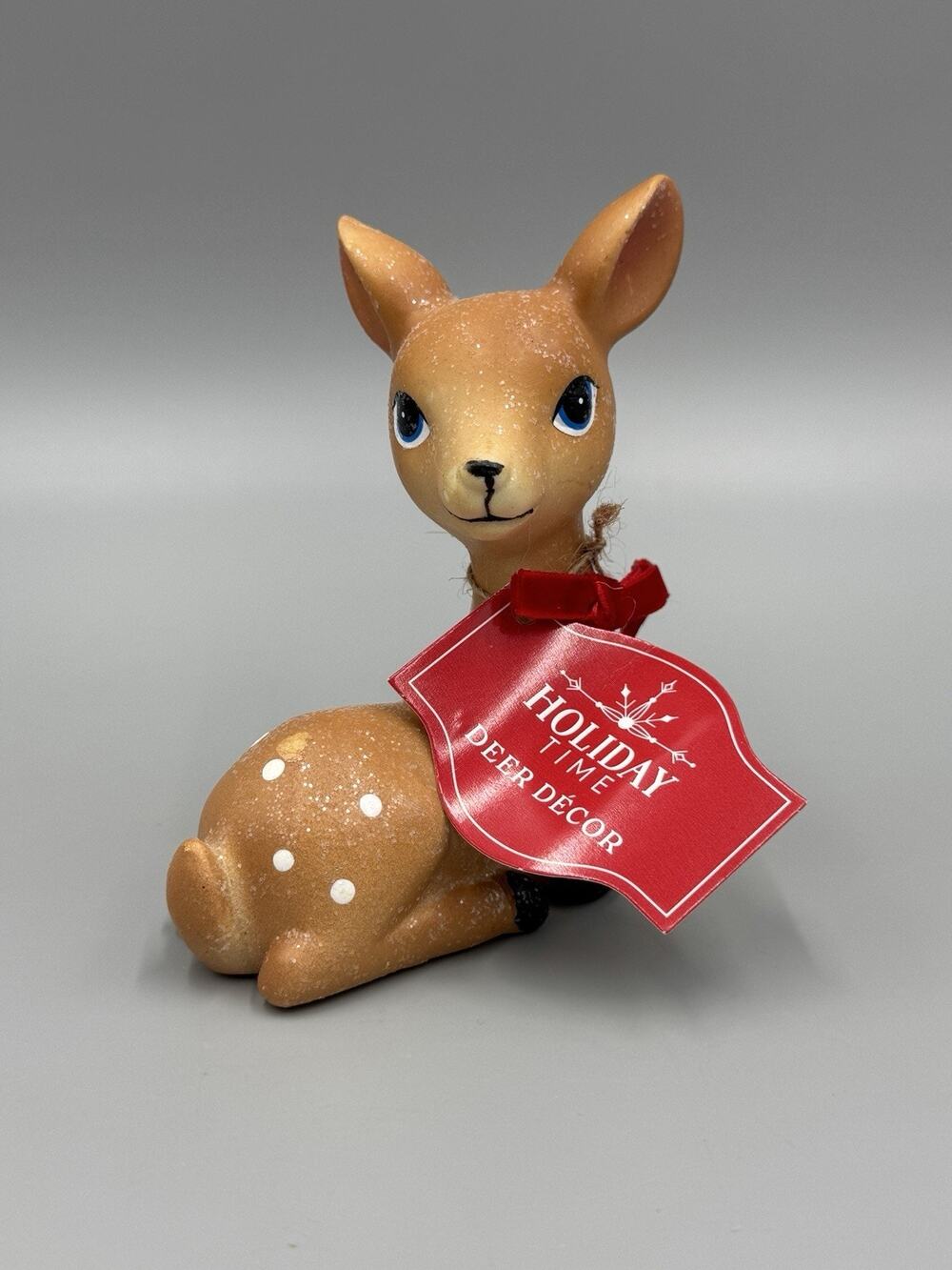 Walmart Spotted Dear Fawn Doe Figurine 3.5 Inch Wearing Bell